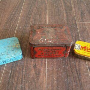 Lot of 3 Vintage Antique Tins Myrtle Cut Edgeworth Murray's Erinmore Farmhouse